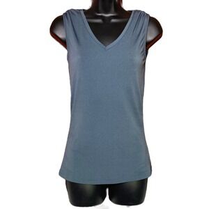 Nordstrom Rack Gray V-Neck Sleeveless Blouse Tank Top Stretch Women Size XS